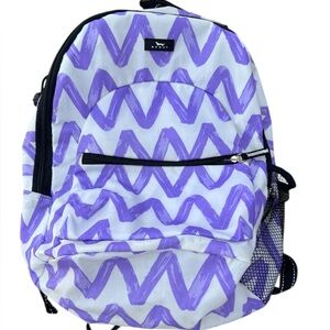 Scout Purple White Backpack School Travel Zip Chevron Vinyl Bottle Holder‎